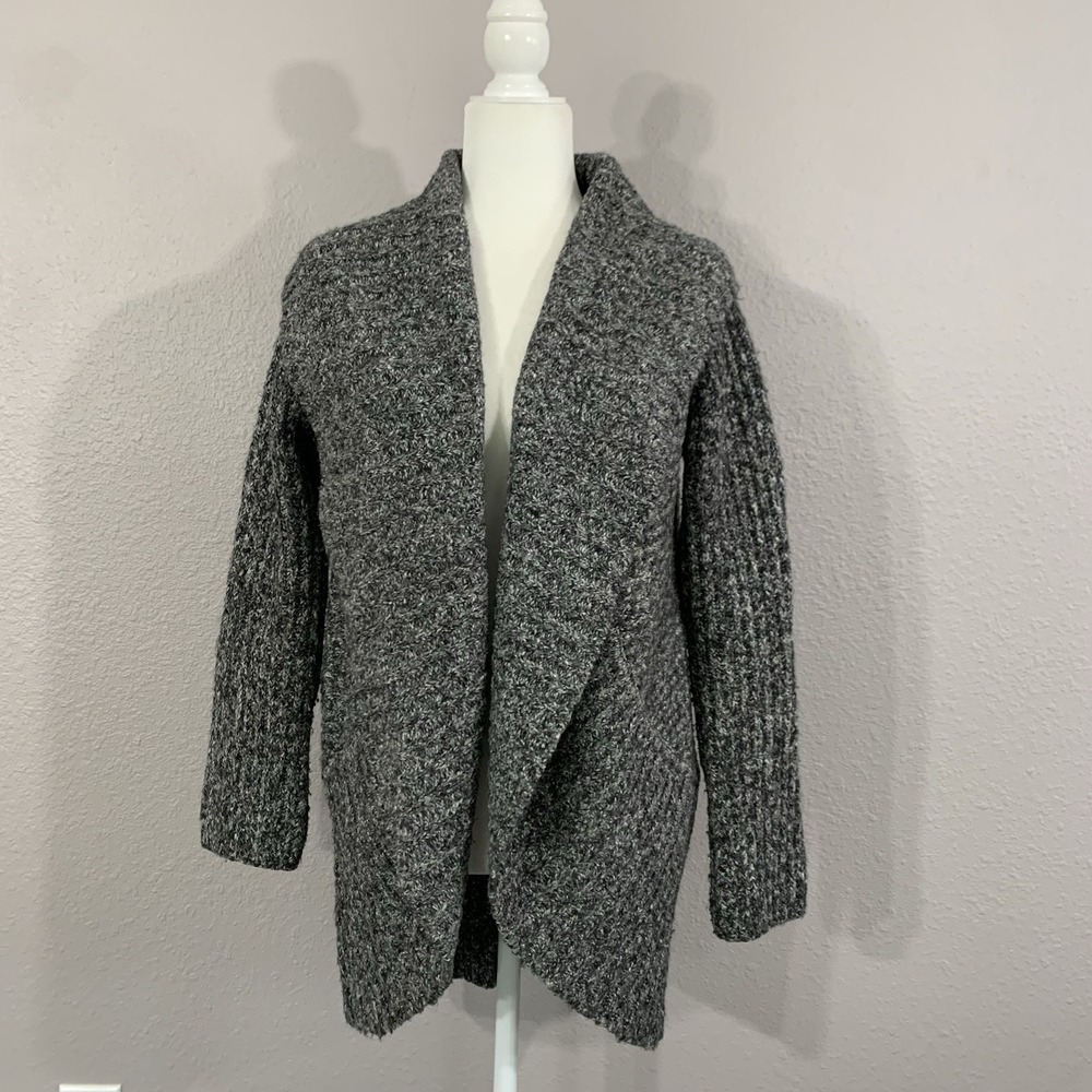 Talbots‎ Collection Sz S Gray Marbled Chunky Knit Alpaca Blend Cocoon Cardigan